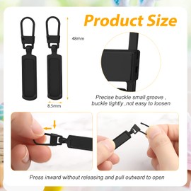 10pcs Zipper Pull Replacement for Small Holes, Detachable Metal Zipper Pull Tab for Purse Jacket Boots Jeans Coat Suitcase Luggage Dresses (Black)