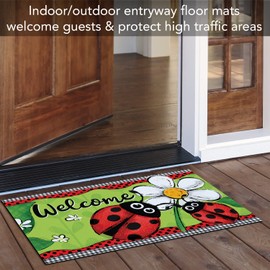 Counterart Ladybug Welcome Indoor/Outdoor Entryway Floor Mat Manufactured in The USA Low Profile, Protective Non-Skid Rubber Backing, Easy to Clean 29.5" by 17.75"