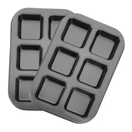 sourcing map 2pcs Square Muffins Pan 6-Cup Grey Nonstick Square Cupcake Pan Metal Baking Molds Pan All Edges Cupcake Pan for Oven Baking, Cornbread, Cupcakes, Cookie, Bread