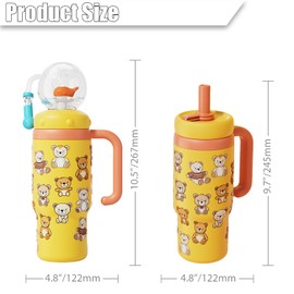 HBSAPKKA Whale Fountain Tumbler, Stainless Steel Insulated Whale Cup Water Bottle Drinking Cup for Kids Adults Whale Squirt Weighted Sippy Straw Cups 2 Lids 24oz