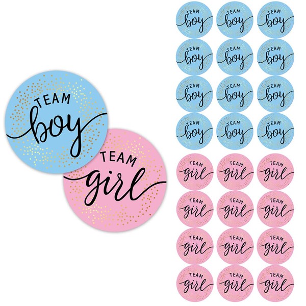 Glecxuy 120 adesivi di genere Reveal Team Boy Team Girl con pellicola dorata, per inviti a feste, giochi di voto Baby Shower Reveal Party Decorazione