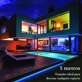 DOSYU Tira LED Neón Flex RGB de 5 metros con bluetooth, impermeable y audiorítmica, ideal para decoración de interiores y exteriores, incluye eliminador y control remoto. Tipo de LED 5050.