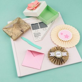 2Pcs 12x12inch Multi-Purpose Scoring Board Envelope Maker with Bone Folder and 3 in 1 Corner Rounder Paper Punchfor Card Making and DIY Projects Multi- Purpose Scoring Board & Score and Fold Tools