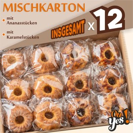 Ou Yes! Pack of 12 x 51g - Mix Muffins 2 Varieties - with Pineapple Pieces and Caramel Pieces - Individually Packed - Direct Eat Packs - Net Weight 612g