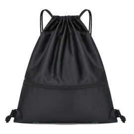 Drawstring Backpack Bag Gym Sport Bags Lightweight Gym Sack for Sports Gym Swimming Hiking Travel School And Outdoor Adventures (Black, Small)