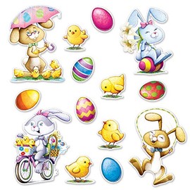 Beistle Easter Decorations Party Favors, Easter Egg and Bunny Assorted Cutouts 5 Inch to 15 Inch, Pack 168 Cutouts