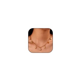 Gold Sea Shell Necklace for Women Pearl Choker Necklace Dainty Star Flower Shell Boho Summer Seashell Beach Starfish Necklaces Beach Vacation Essentials (C)