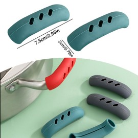 2Pcs Silicone Assist Handle Holder Grip, Cast Iron Skillet Handle Covers Heat Resistant, Non Slip Pot Grip Handle Sleeve, Hot Handle Holder Wok for Frying Pans Griddles, 3'' (Green)