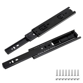 Prmape 2 Pcs Ball Bearing Drawer Runners 20cm, Ball Bearing Metal Black Runners Slides Rails Track, 200mm Full Extension Drawer Runner, Heavy Duty 45 kg Load Capacity