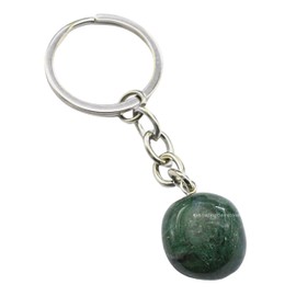 Moss Agate Crystal Car Key Holder - Crystals and Healing Stones Car Keys Keychain for Gift for Christmas Stockings Stuffers for Women Men Teen Kids (Tumbled Crystal Keychain)