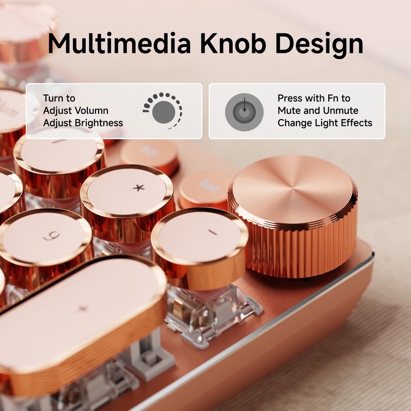 EWEADN Typewriter Style Mechanical Gaming Keyboard, Wired Mechanical Keyboards,104 Keys