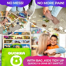 QUOKKA 4SET Puzzles for Kids Ages 4-6 - 36 Pcs Wooden Realistic Montessori Puzzles Ages 3-5 - Polar & Tropical Regions, Yellowstone & Australian Animals Learning Games for Boys and Girls 4-8 Year Old