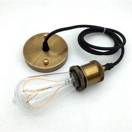 Vintage Hanging Pendant Light Kit Modern Retro Industrial Style E27 Base Lamp Holder Fabric Cable Ceiling Rose Pendant Cord Light Set