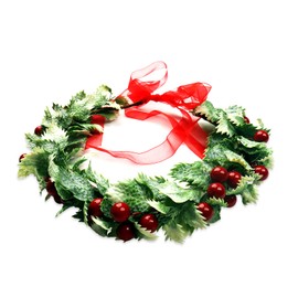 hhdatc Green Leaf Christmas Flower Crown Renaissance Headpiece Red Fruit Floral Headband Bridal Flower Crown Bride Hair Accessories for Christmas Costume Party