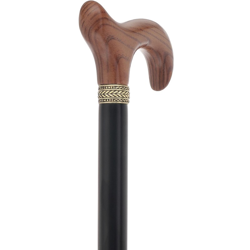 Derby Comfort Cane with Stained Ash Wood Handle, Black Beechwood