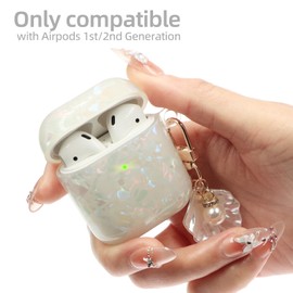Compatible with AirPod Case 1st/2nd Generation, Shell Print Protective Case Cover for AirPods with Cleaner Kit and Shell Keychain Accessories for Women Girls