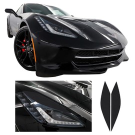 Headlight Eyelids Vinyl Decal Overlay Wrap Sticker Compatible with Corvette C7 2014 2015 2016 2017 2018 2019 - Gloss Black