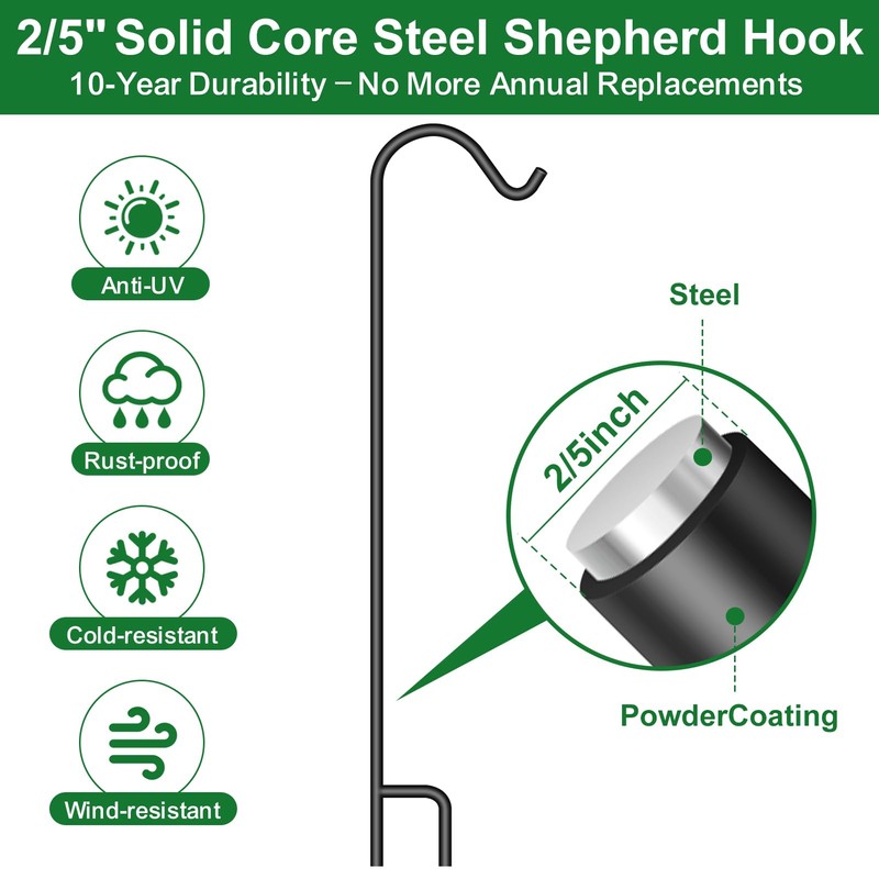BEAU JARDIN 12 Pack Solid Shepherd Hook 37 Inch One