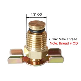 BesNPT Brass 1/4'' NPT Male Air Compressor Drain Valve with Wing Nut Handle Tank Drain Cock Wing Style Valve (Pack of 2)
