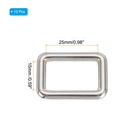 PATIKIL Metal Rectangle Rings Buckle 25mm, 10 Pcs Zinc Alloy Adjuster Sliders Webbing Strap Fasteners for Bag Belt Dog Collar Harness Backpack, Silver