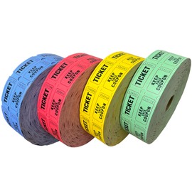 Yuanhe Raffle Tickets Double Roll - 4 Colors of 2000 Tickets 2" x 2" - 8000 Total 50/50 Raffle Tickets for Events; Entry; Class Reward; Fundraiser; Prizes :Color Red Yellow Blue and Green