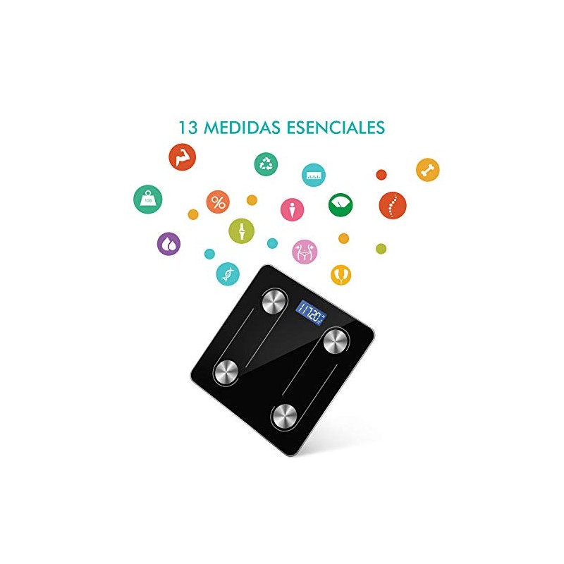 TYC Escala de Grasa Corporal, Báscula Inteligente Bluetooth 4.0 Digital