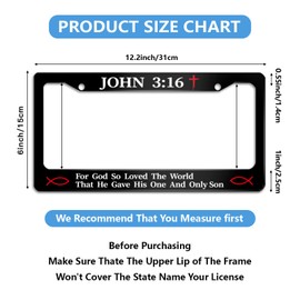 2Pcs John 3:16 Christian Religious License Plate Frame for God So Loved The World for Car Decorative Parts License Plate for Standard Us Canada License Plate Holder 12x6 Inch