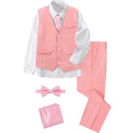A&J DESIGN Kids Suits for Boys Easter Outfit Wedding Ring Bearer Outfit Pink Size 8