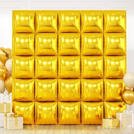 Metallic Gold Double Sided Square Foil Balloons Wall,19 Inches Chrome Foil Balloons Tunnel Arch Kit for Bachelorette,Anniversary,Graduation,Wedding,Birthday Party Background Decoration