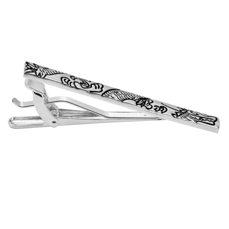 Rockyu Dragon Pattern Tie Clip, Men's, Gold & Silver, Metal,