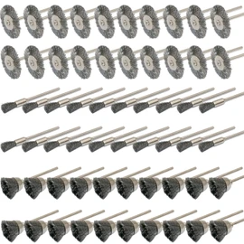 JINTONG Rotor Brush, 3 Types of Wire Brush, Steel Brush, Wire Wheel Brush, Polishing Brush, Grinding Brush, Bristle Polishing Brush, Bowl Cup Shape, Brush Type, Dremel, Rotation Tool, Accessory, 0.09 inch (2.35 mm) Shaft, 60 Pieces