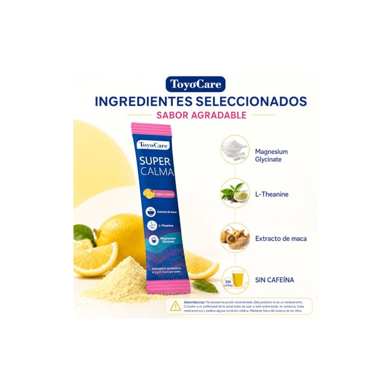 Supercalm Suplemento en Polvo Sabor Limón, 20 Sobres, 90 g