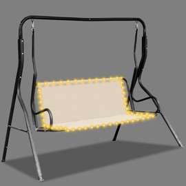 HunnmingRe LED Patio Swing Seat Cover Bench Swing Replacement Covers Porch Swing Cover 600D Thicken Oxford Waterproof Fabric for Outdoor Porch Garden Yard Chair