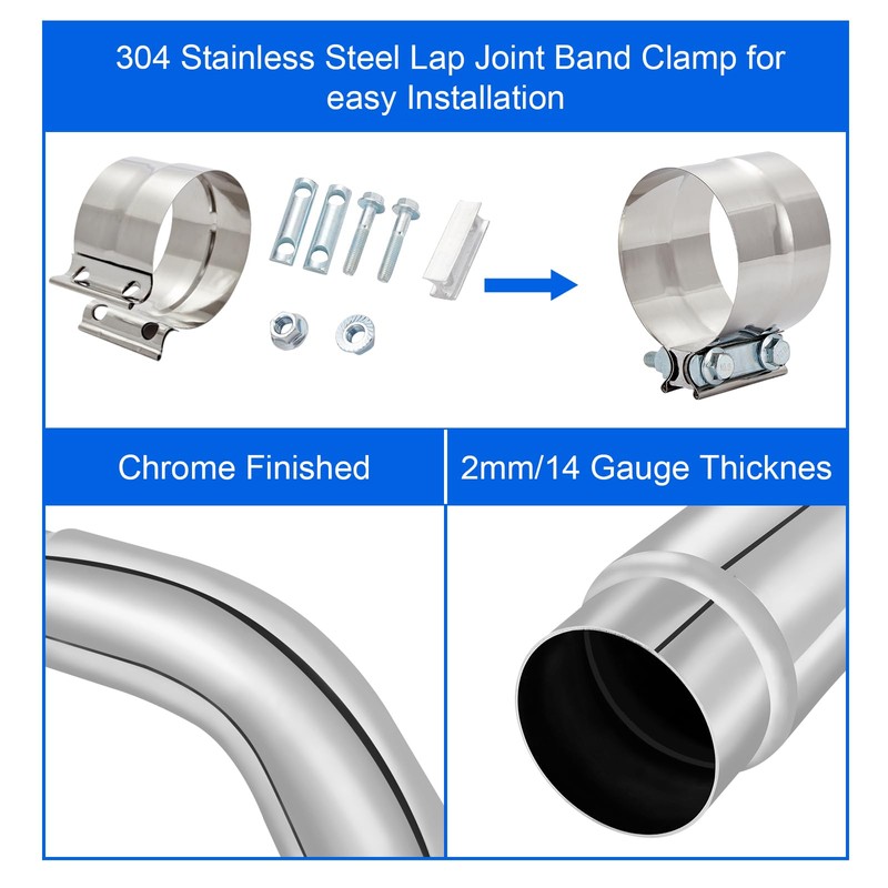 Floshine Diesel Exhaust Elbow Tip, Side Exit Exhaust Tip, chromed
