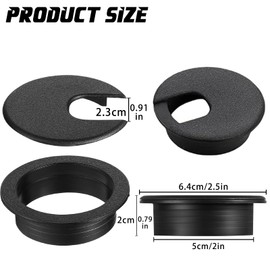 120 Pack Desk Grommet 2 Inch, Plastic Cable Grommet Hole Cover for Cables Organizer, Office PC Computer Desk Cord Management (Black)