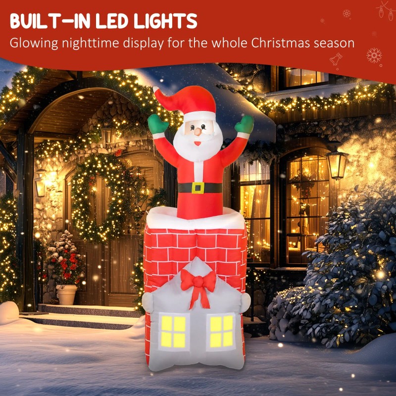 "7FT Inflatable Santa in Chimney for Indoor Party up and