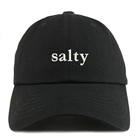 Trendy Apparel Shop Salty Embroidered Solid Adjustable Unstructured Dad Hat - Black