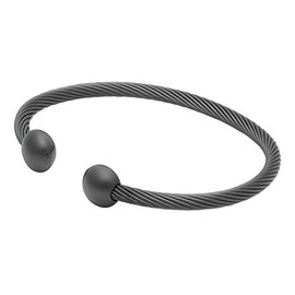 QRAY Gun Metal Deluxe Golf Athletic Bracelet Men Women C-Shaped Health Wellness Bracelet (Medium: 7"~7.75")