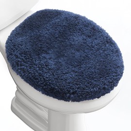 Baahrnom Luxury Toilet Lid Cover 19.5"x 16" Machine Washable Solid Seat Covers Adjustable Rubber Backing Fits Most 18-19.5" L x 14-16" W Elongated Toilet Seat