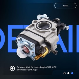 OXCANO 63022 Carburetor with Primer Bulbs Spark Plug Gasket Fuel Line Carb Kit Compatible with Harbor Freight 52cc 2HP Predator Earth Auge Replacement for 57341