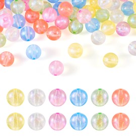 Magibeads 60Pcs 16mm Glow in The Dark Round Acrylic Beads 6 Colors Clear Focal Beads with Glitter Powder for Beadable Pens Keycain Crafts DIY Friendship Bracelet Jewelry Making Supplies