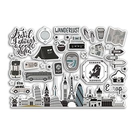 A5 Sticker Sheet Europe Landmarks Vinyl Stickers - Road Trip Adventure Stamp Skyline Flag Travel Holiday Map City Scrapbook Aesthetic #80539
