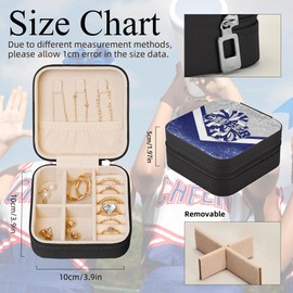 Cheerleader Gifts for Girls, Cheerleader Travel Jewelry Case, Cheer Travel Jewelry Box for Women, Mini Jewelry Travel Case for Cheer Team (Silver&Blue)
