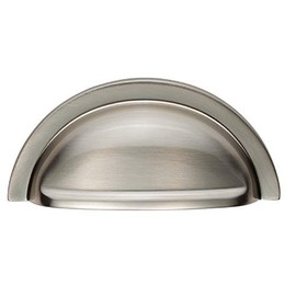 Fingertip Design OXFORD Cabinet Cupboard Door CUP PULL Handle, 76mm Hole Centres (Satin Nickel)