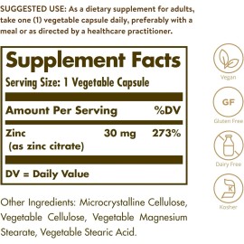 Solgar Zinc Citrate Vegetable Capsules, 100 Count, Non-Gmo, Gluten Free, EXP8/27