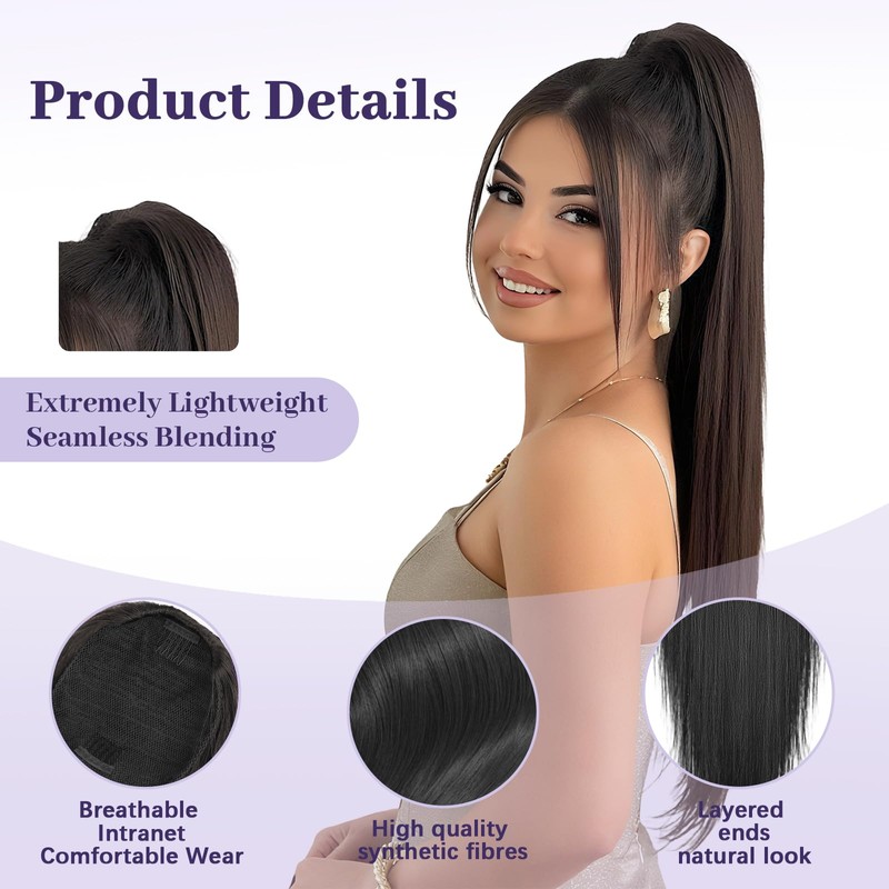 Drawstring Ponytail Extension, Long Straight Pony Tails Hair Extensions Natural