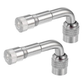 X AUTOHAUX 2Pcs Copper Nickel Plated Tyre Valve Extension Adaptor 90 Degrees Stem Extenders Caps for Cars Trucks Motorcycles Bikes Scooters Universal Extenders