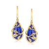 Ross-Simons Lapis Leaf Drop Earrings in 18kt Gold Over Sterling