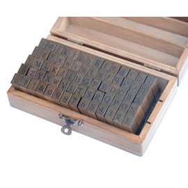 Pack of 70 Pcs Small Wooden Rubber Stamps 0.24 Inch of Letter, Number and Symbol for DIY Craft Card and Photo Album