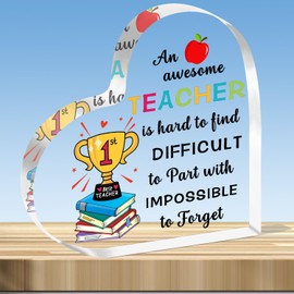 JMIMO Teacher Gifts for Women Men Heart Acrylic Appreciation Thank You Teacher Gifts for Graduation Best Teacher Gifts Keepsake